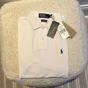 Polo by Ralph Lauren Men's Classic White Polo with Green Logo - Earth Polo